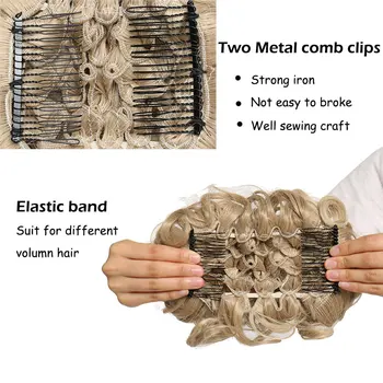S-noilite LARGE Comb Clip In Curly Synthetic Hair Pieces Chignon Updo Cover Hairpiece Extension Hair Bun 3