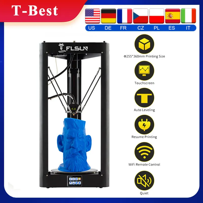 3D-принтер Flsun QQ S PRO Delta Kossel обновленное восстановление с автоматическим уровнем
