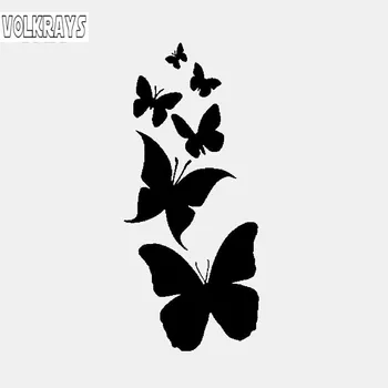 

Volkrays Personality Car Sticker Butterfly Hibiscus Flower Accessories Reflective Sunscreen Vinyl Decal Black/Silver,12cm*5cm