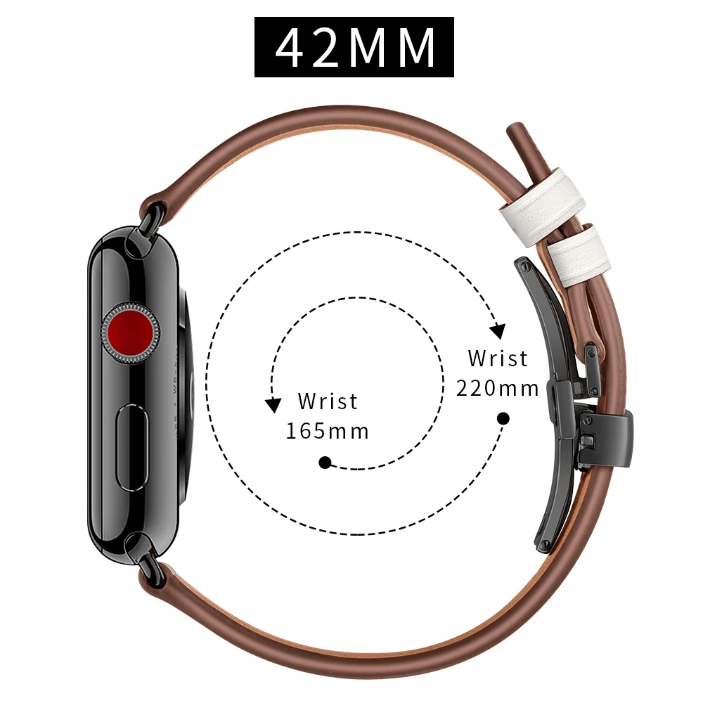 Черный ремешок с бабочкой для apple watch 5, 4 ремешка, 44 мм, 40 мм, 3 ремешка, 42 мм, 38 мм, ремешок из натуральной кожи для iwatch, браслет
