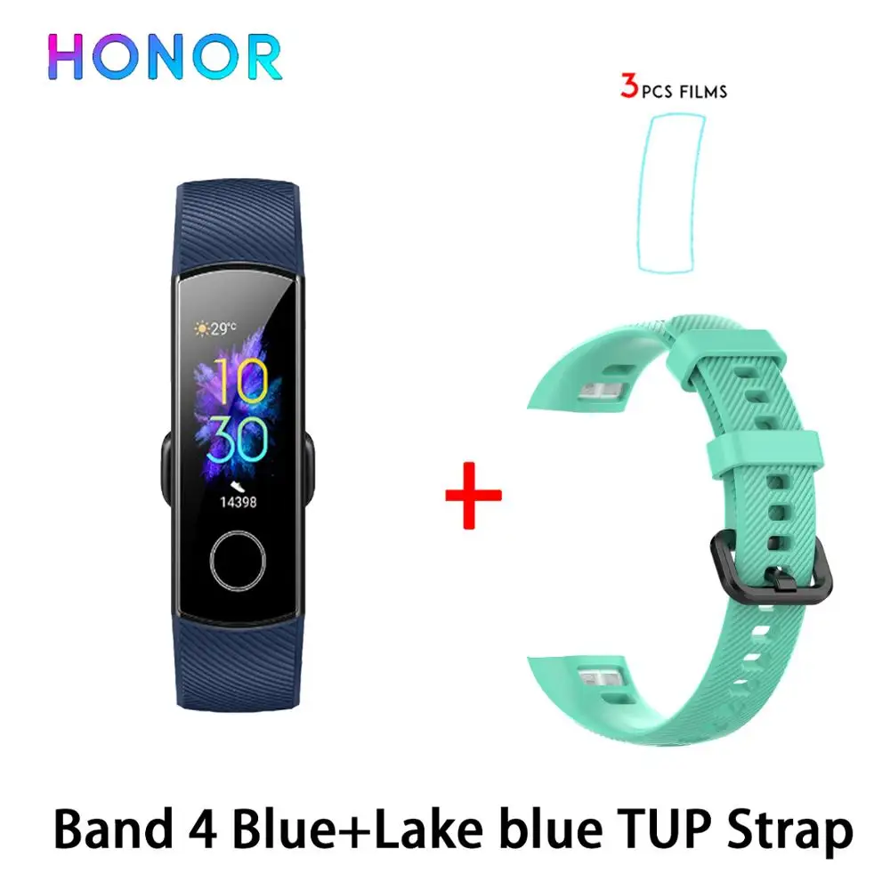 Умный Браслет huawei Honor Band 5, 4, 0,95 дюйма, трекер, умный OLED, для плавания, водонепроницаемый, Bluetooth, фитнес-трекер, сенсорный экран - Цвет: band4 blue n l blue