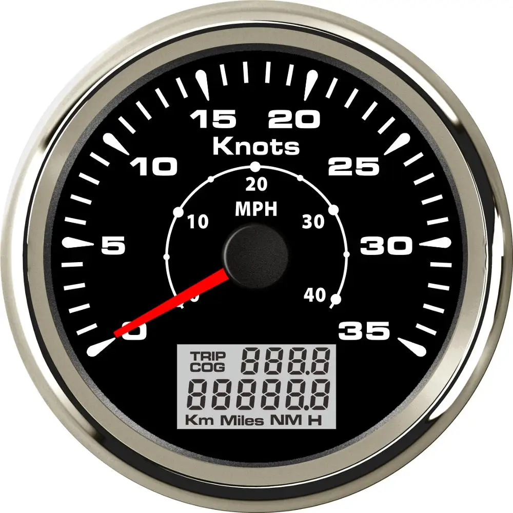 Упаковка из 1 морской 85 мм спидометры GPS 0 35Knots скорость Mileometers LCD одометры 40MPH с