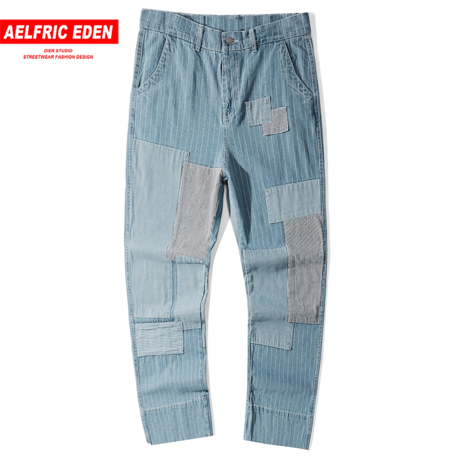 

Aelfric Eden Hip Hop Patchwork Mens Jeans 2019 Fashion Harajuku Vintage Denim Trousers Casual Joggers Wide Leg Pants Streetwear