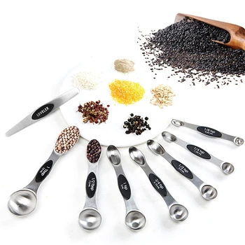 

Measuring Spoons Set 8 Pcs/Set Chef Magnetic Measuring Spoons Dual Sided Stainless Steel Tools Fits in Spice Jars