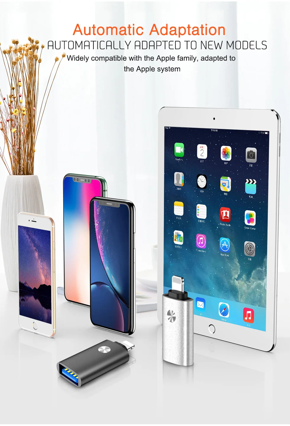 OTG адаптер для iphone 11 Pro Max XS XR 6 6s 7 8 Plus iPad IOS 12 13 USB кабель адаптер для камеры SD кард-ридер флэш-накопитель