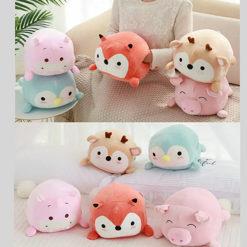 2 in 1 High Quality Super Soft Penguin Fox Plush Toy Pillow Winter Hand Warmer Sofa Catroon Animal Decor Bed Cushion Deer | Игрушки и