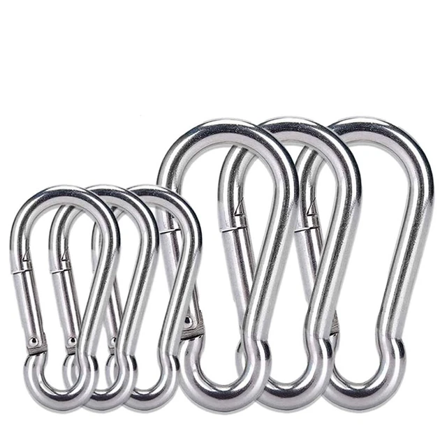 6Pcs Stainless Steel Spring Snap Hook Carabiner, Small Carabiner, Stainless  Steel Clips for Flags Climbing(M6