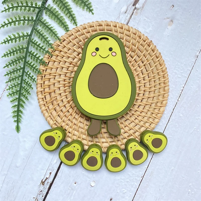 1PCS Baby Silicone Teether Cartoon Avocado Food Grade Silicone beads DIY Teething Toys For Teeth Tiny Rod Baby Teethers Gift 5