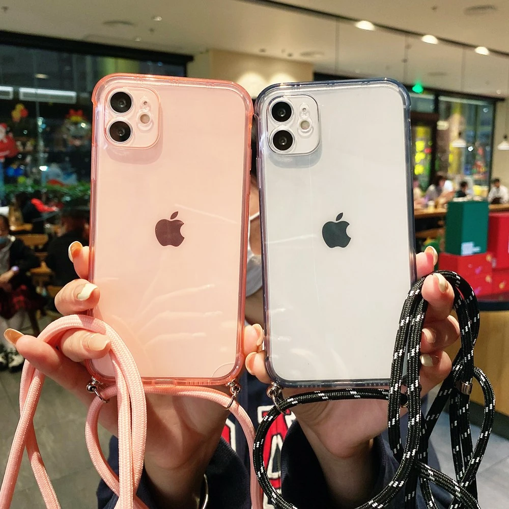 Crossbody Necklace Strap Lanyard Cord Transparent Phone Case For Iphone 11 12 13 Pro Max Xr Xs X 7 8 Plus Se 12mini Soft Cover Mobile Phone Cases Covers Aliexpress