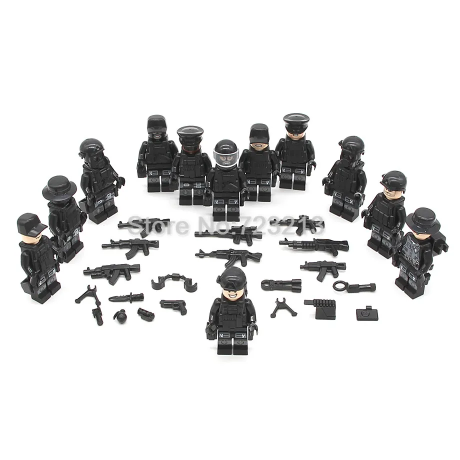 A 120pcs 120 шт. камуфляжные военные спецназ команды Фигурка Набор полицейское оружие Модель Строительные блоки Наборы кирпичные игрушки JY1620 - Color: A 120pcs