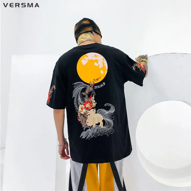 

VERSMA Japanese Harajuku Vintage Clothing Flower Print T-shirt Men Summer Streetwear Oversize Retro Tee Shirt Women Dropshipping