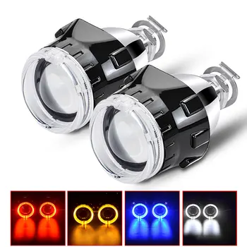 

DERI New 2.5 inch BI-Xenon Universal projector lens with angel eyes For H1 Led/HID Xenon bulb Kit with H4 H7 Headlight Adapters