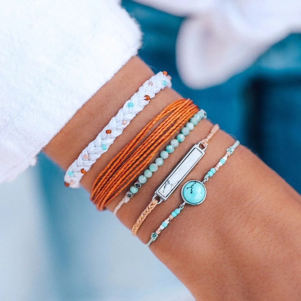Vsco девушка богемные boho braclets для женщин pulseras нарукавные летние braclets для женщин цепочка ручной работы браслеты дружбы