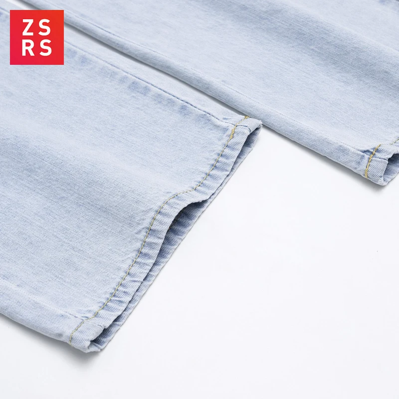 ZSRS SHEIN свободные широкие джинсовые джинсы для женщин лето осень сплошной высокой талией Урожай обычная, высокая, на выход женские джинсовые брюки для женщин