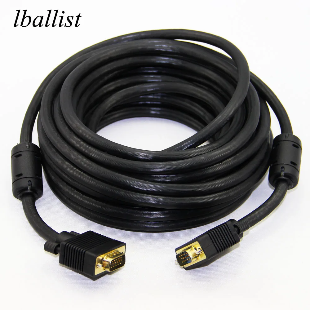 lballist Gold Plated VGA Cable Male to Male 3+6 HD Wired 15PIN For LCD PROJECTOR PC Laptop Monitor 1.5m 3m 5m 10m 20m