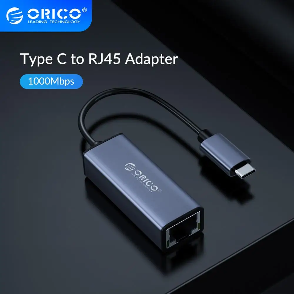 ORICO Type C к RJ45 алюминиевый Ethernet Lan адаптер USB2.0/3 0 Gigabit Network Card10/100/1000 Мбит/с для MacBook Pro