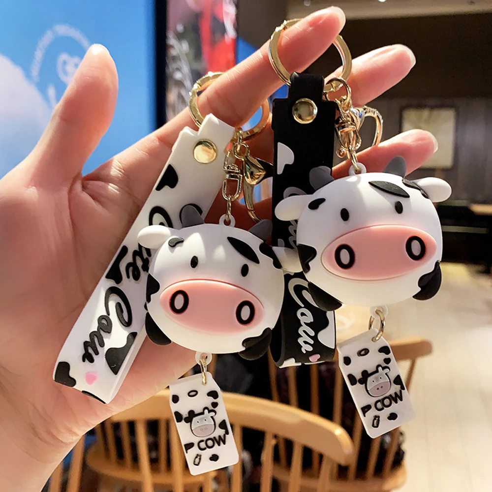 New Creative Silicone Animal Cow Cat Duck Keychains Personality Cartoon Cute Car Key Chain Ring Bag Pendant | Украшения и