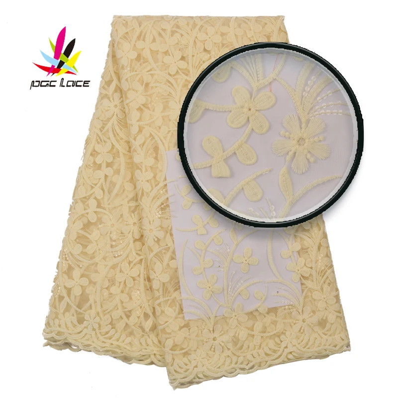 

French Mesh Lace Fabrics With Sequins New Design High Quality Lace For African Wedding igerian Tulle Embroidered Lace Fabrics