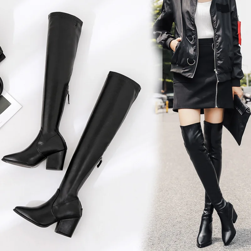 

2019 With High With Sharp Boots Elastic Overknee Boots