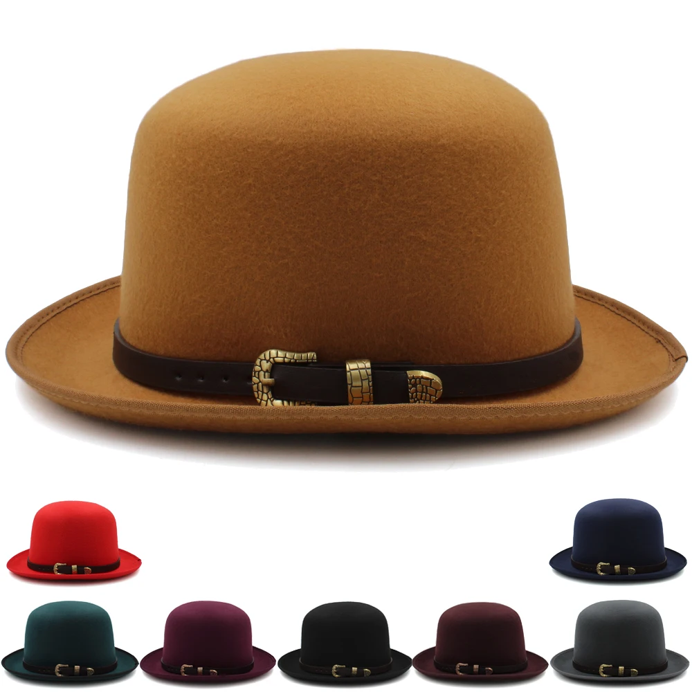 

Men Women Oval Top Classical Bowler Hats Retro Derby Caps Sunhat Party Street Style Winter Warm Outdoor Size US 7 3/8 UK L