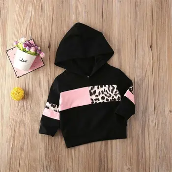 

Emmababy Toddler Kids Baby Girl Long Sleeve Patchwork Hooded Top Sweatshirt Leopard Printed Hoodies Shirt Spring Autumn