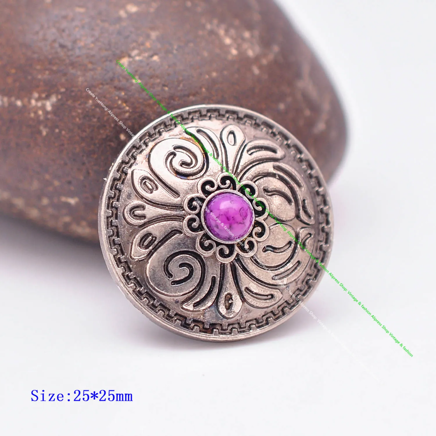 10 stücke 25mm Retro Silber Blume graviert schwarze Perle DIY Leder handwerk Western Gürtel Geldbörse Zubehör Leder Concho Screw back – Detail 10