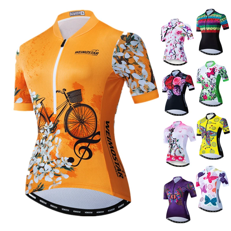 Women Cycling Jersey Shirt Short Sleeve Breathable 