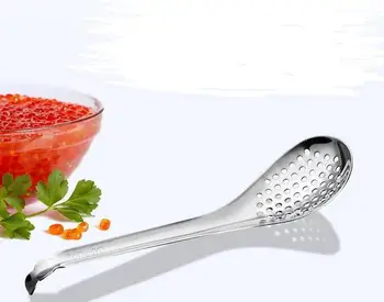 

Stainless Steel Caviar Strainer Spoon Molecular Mixologist Slotted Bar Spoon Spherification Spoons Free Shipping Wholesale