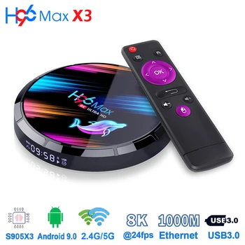 

H96 Max X3 Android TV Box Android 9.0 1000M Ethernet Built-in 2.4G/5G WiFi Support BT4.0 H.265