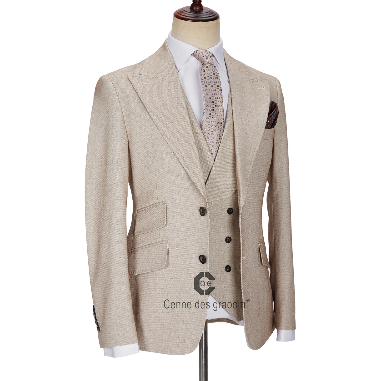 Cenne Des Graoom New Men Suits Set Tailor-Made Clothes Costume Homme Tuxedos Wedding Dress Casual Blazer Jacket Vest Pants TA-V 4
