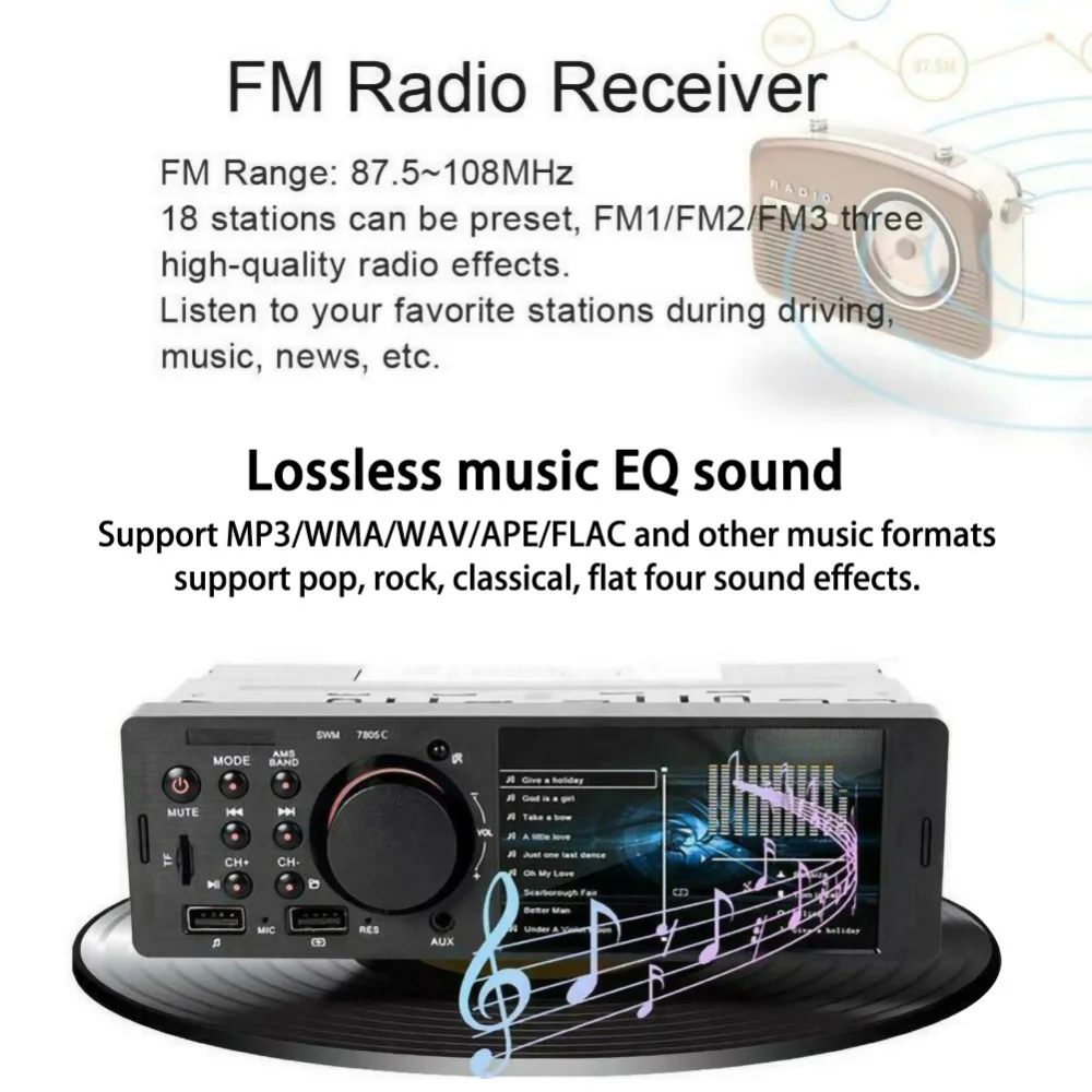 1DIN автомобильный стерео радио 7805 4,1 дюймов MP5 плеер FM радио 12В WIN-CE C500S 60 Вт сенсорный экран BT4.0 автомобильный мультимедийный плеер