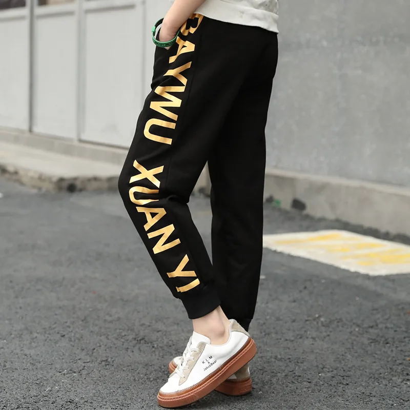 

2019 Spring New Style BOY'S Big Boy Athletic Pants Fashion-Style Casual Pants Printed Long Pants