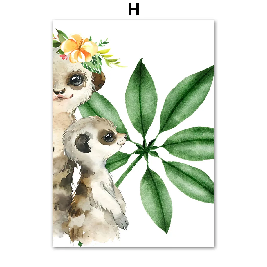 Plant-Leaf-Zebra-Elephant-Monkey-Animal-Wall-Art-Canvas-Painting-Nordic-Posters-And-Prints-Nursery-Wall (8)