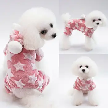 

Fleece Pet Dog Pajamas Clothes Winter Small Dog Jumpsuit Warm Cat Coat Hoodie