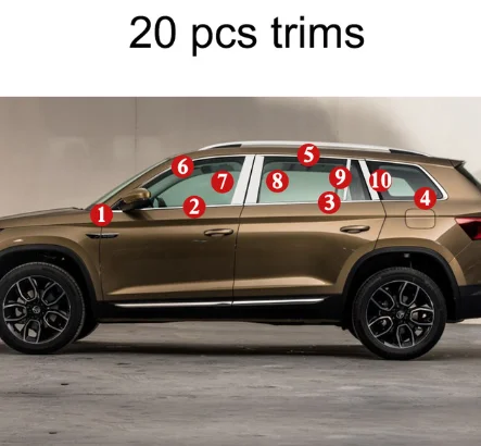 20 pcs trims Нержавеющая сталь окна автомобиля планки для skoda kodiaq - Цвет: 20 pcs trims