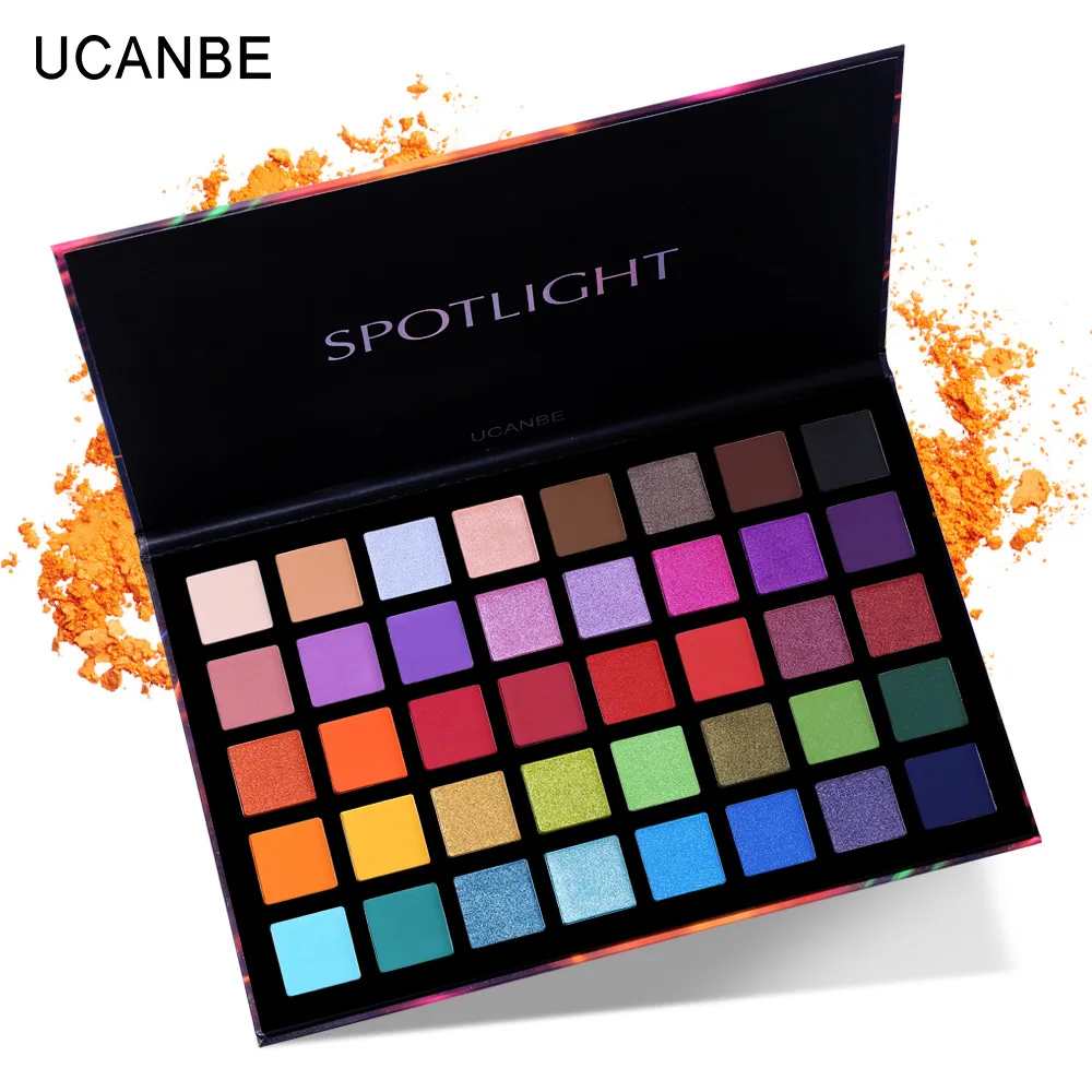 

UCANBE Spotlight 40 Color Eye Shadow Palette Colorful Artist Shimmer Glitter Matte Pigmented Powder Pressed Eyeshadow Makeup Kit