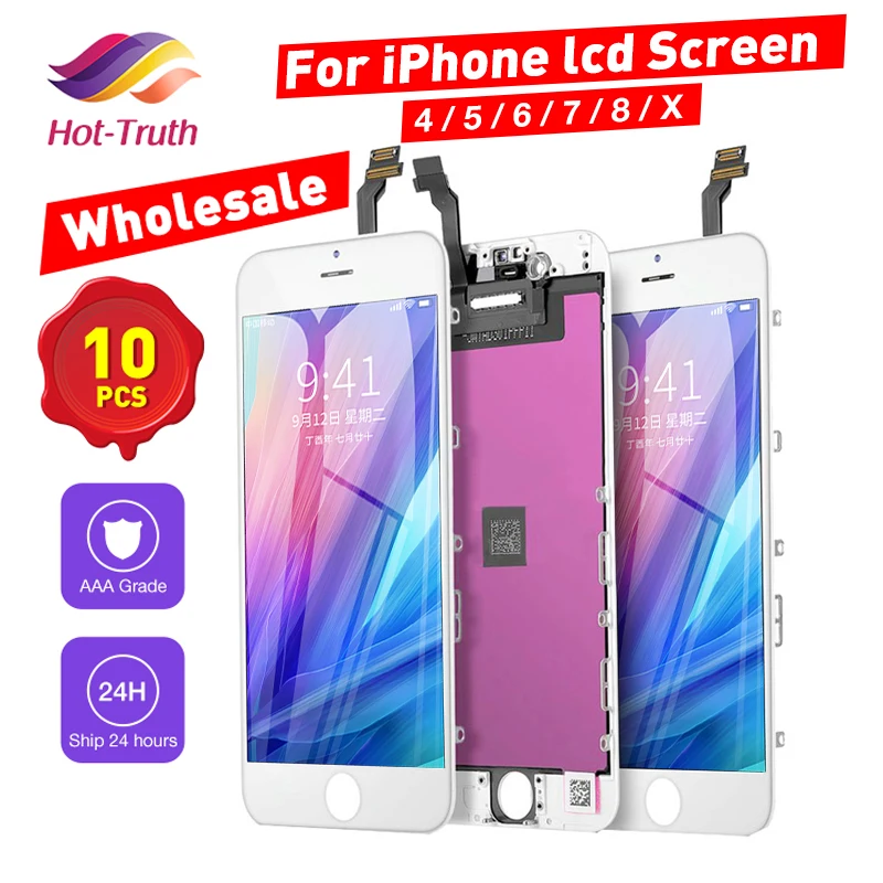 10 шт./Лот ЖК-дисплей для iPhone 6 7 8 6S Plus X сенсорный экран + 3D Touch ID 4 4S 5 5S 5C SE LCD без битых