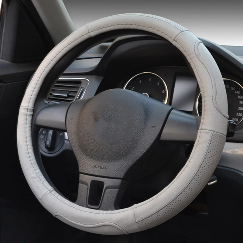 Противоскользящий Авто Кожаный Чехол рулевого колеса автомобиля для диаметром 38 см рулевого колеса автомобиля Стайлинг
