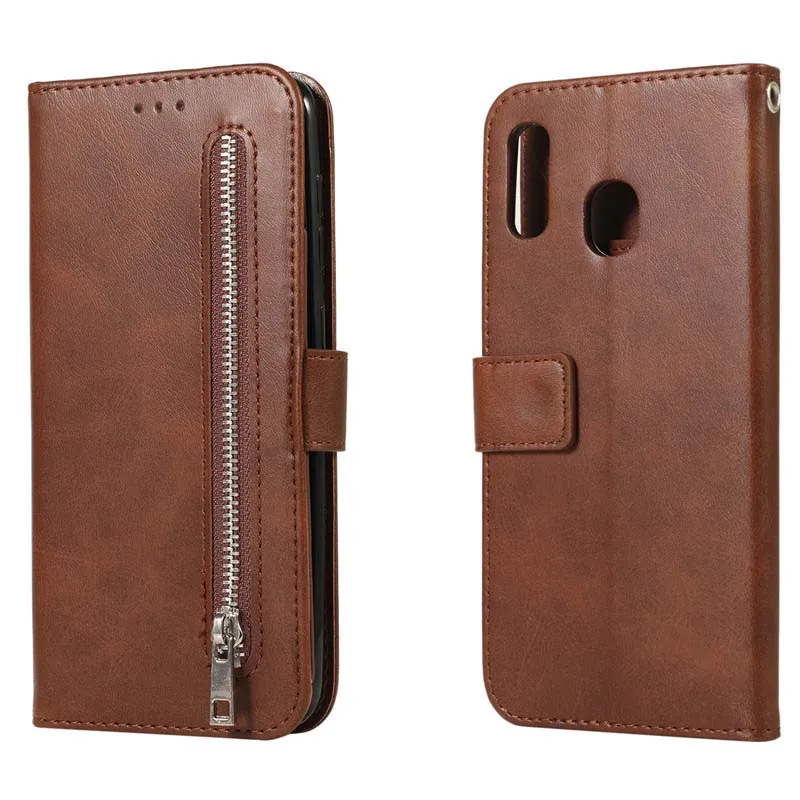 

Luxury 5 Card Stand Zipper Leather Phone Case Wallet Bag Flip Cover For Samsung Galaxy A520 A30 A50 A70 Holder Coque KS0474