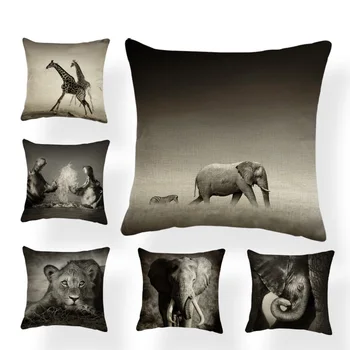 

Wholesale Animal Pattern Cushion Covers Egret Elephant Hippos Lion Throw Pillows Owl Zebra Giraffe 43*43 cm Decorate Home Office