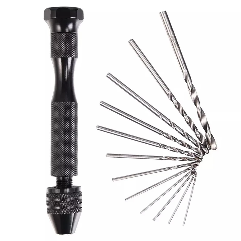 

26pcs Mini Micro Aluminum Hand Drill With Keyless Chuck HSS Twist Drill Bit Woodworking Drilling Rotary Tools Hand Drill Manual