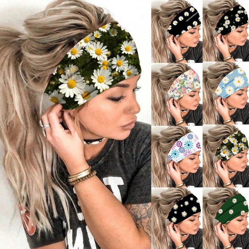 silver hair clips Women Headpiece Stretch 2020 Turban Hair Accessories Headwear Run Bandage Print Bands Gym Headbands Running Wide Headwrap bride headband