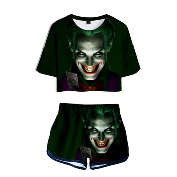 

Summer Women's Sets Joker Joaquin Phoenix Short Sleeve Crop Top + Shorts Sweat Suits Women Tracksuit Two Piece Outfit Streetwear