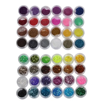

Lot 24x Color Sequin Glitter Deco Chips Nail Manicure Acrylic Gel. & 24 x Colors Glitter Powder Glitter Nail Deco for False UV G