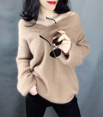 

Autumn new ladies Korean pullover autumn and winter sweater loose large size thickening V-neck bottoming women's sweater