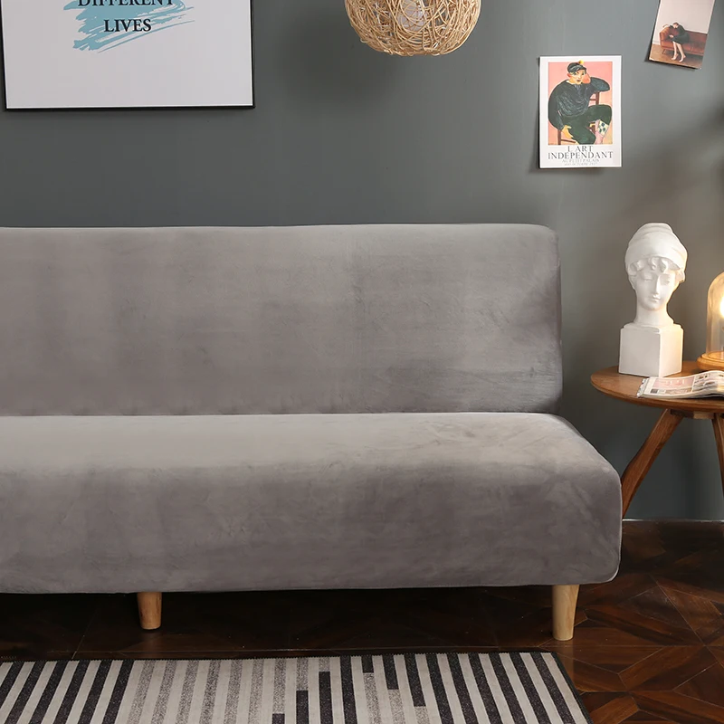Tecido grosso de pelucia dobra sem bracos sofata cama capa dobravel assento slipcover mais espessas capas banco protetor de sofava