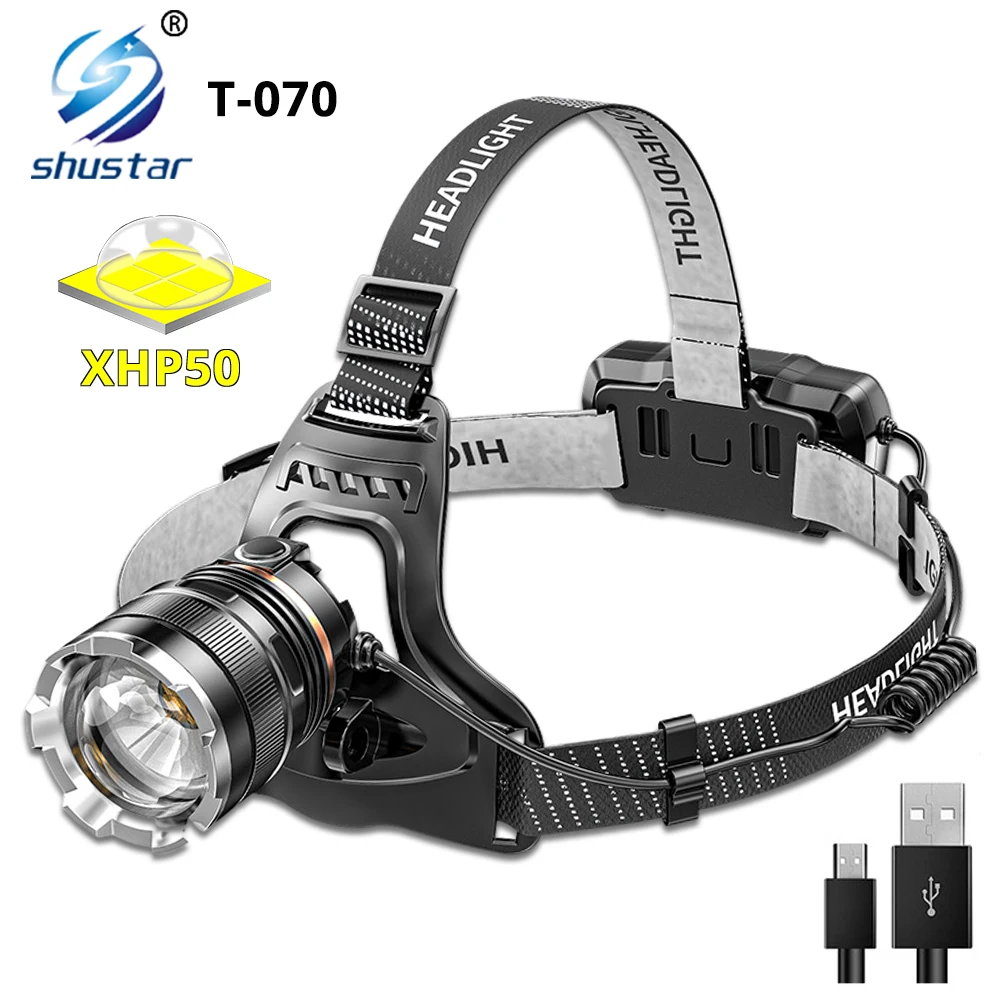 Super Bright XHP50 LED Headlamp Waterproof Headlight Rechargeable Fishing Adventure Camping Lights Illumination 500 Meters | Лампы и