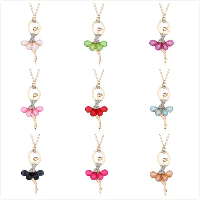 Модное ожерелье золотого цвета с красивой балериной девушкой изысканное