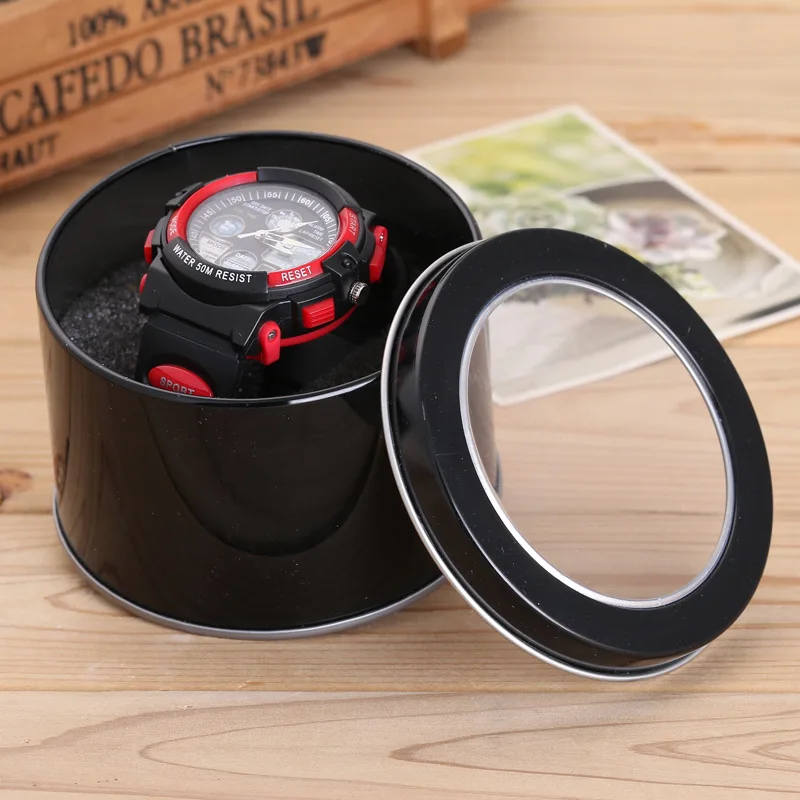

Black And White with Pattern Circle Algam Watch Box Metal Watch Box Days Bag Cover Watch Box-Style Algam Watch Box High-End Watc