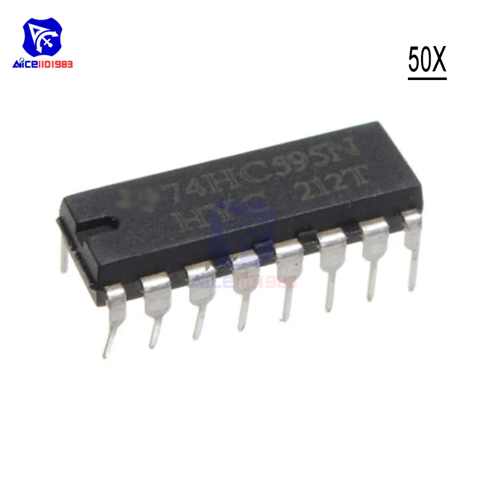 Diymor 50 шт./лот IC чипы SN74HC595N 74HC595 74HC595N HC595 DIP 16 8 бит регистр переключения интегральные